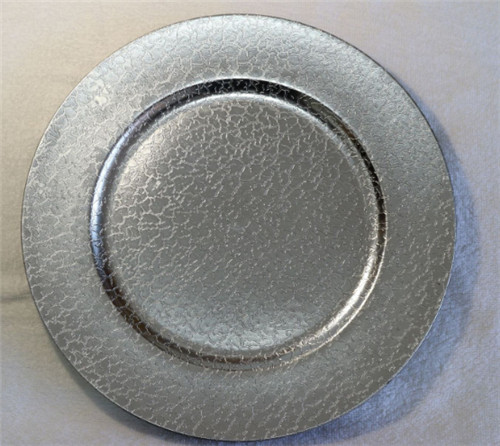 Custom Dinnerware Fancy Silver Plastic Charger Plate
