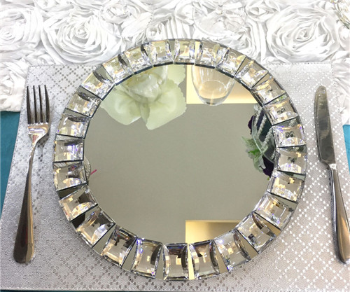 Diamond Mirror Charger Plates for Wedding Supplies