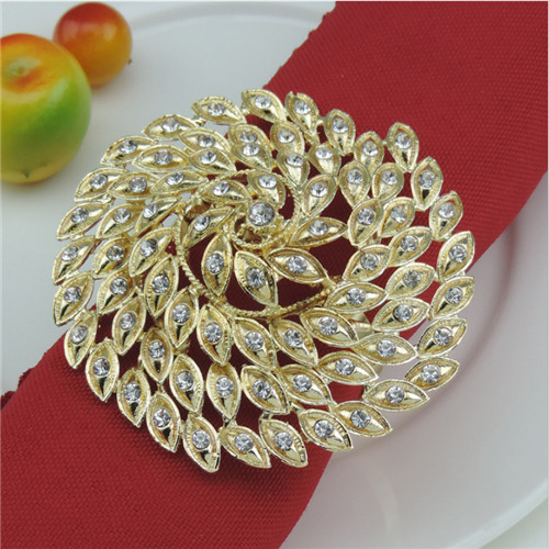 Most Popular Gold Round Napkin Ring Rhinestone on Wholesale