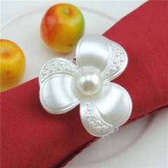 White Napkin Holder Ring Flower on Wholesale