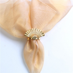 Gold Fan Decoratived Napkin Rings for Wedding