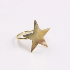 Simple Gold Five Star Napkin Ring Holder