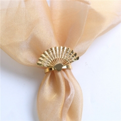 Gold Fan Decoratived Napkin Rings for Wedding