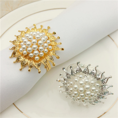 Wholesale Sun Flower Rhinestone Pearl Napkin Rings