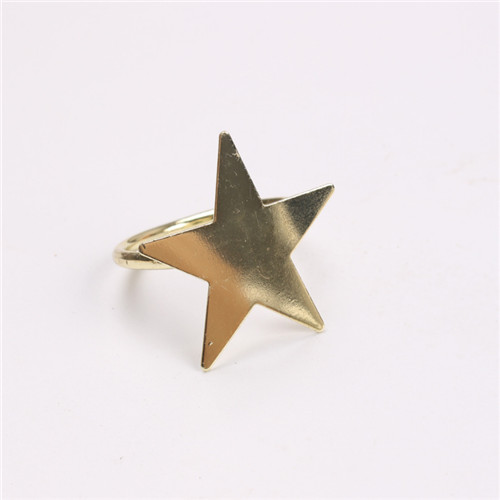 Simple Gold Five Star Napkin Ring Holder