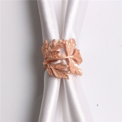 Metal Rose Gold Leaf Napkin Rings For Party Decoration