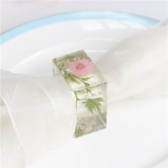 Crystal Transparent Flower Decoratived Napkin Ring