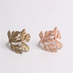 Metal Rose Gold Leaf Napkin Rings For Party Decoration