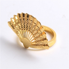 Gold Fan Decoratived Napkin Rings for Wedding