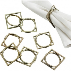 Square Round Gold Metal Ring Napkin Holder