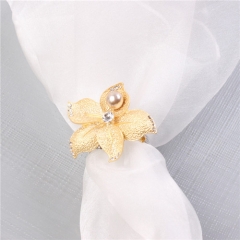 Gold Diamond Flower Napkin Rings for Wedding