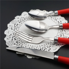 Red and Silver Cutlery Flatware Serving Set For Wedding And Hotel