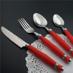 Red and Silver Cutlery Flatware Serving Set For Wedding And Hotel