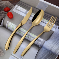 Stainless Steel 304 Flatware Shiny Gold Cutlery Set
