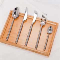 Bright Silver Handle Stainless Steel Cutlery Coffee Spoon Knife And Fork Set