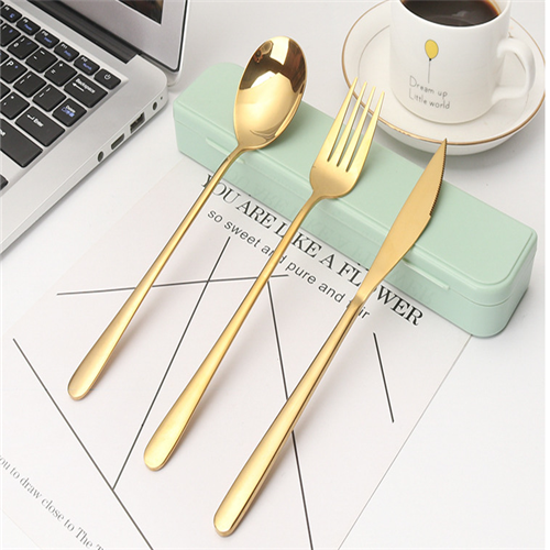 Stainless Steel Metal Tableware Matte Travel Cutlery Set