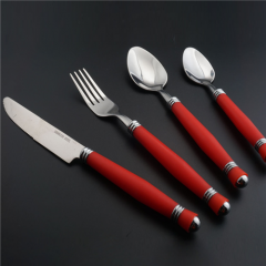 Red and Silver Cutlery Flatware Serving Set For Wedding And Hotel