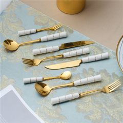 Stainless Steel White Gold and Silver Cutlery Flatware Set