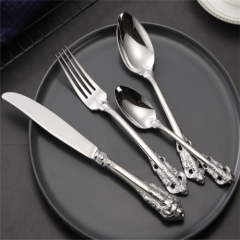 Stainless Steel Palace Style Luxury Gold and Silver Flatware Cutlery serving set