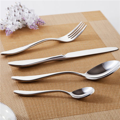 Bright Silver Handle Stainless Steel Cutlery Coffee Spoon Knife And Fork Set