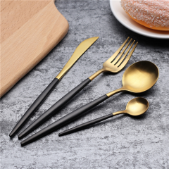 Custom Black Silver Stainless Steel Fork Spoon Knife Modern Cutlery Sets