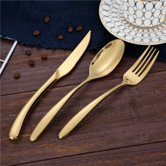 Stainless Steel 304 Flatware Shiny Gold Cutlery Set