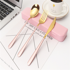 Stainless Steel Metal Tableware Matte Travel Cutlery Set