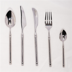 Bright Silver Handle Stainless Steel Cutlery Coffee Spoon Knife And Fork Set