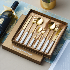 Stainless Steel White Gold and Silver Cutlery Flatware Set