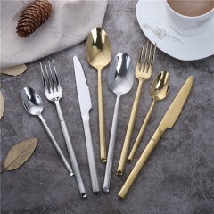 Luxury Wedding Party Pink Handle Gold Plated Stainless Steel Cutlery