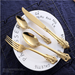 Stainless Steel Palace Style Luxury Gold and Silver Flatware Cutlery serving set