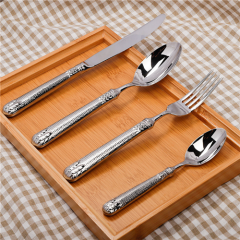 Portable 4 pcs Stainless Steel Silver Cutlery Set