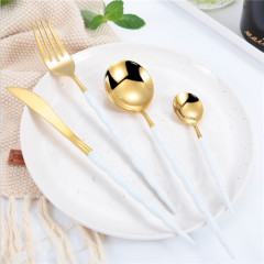 Wholesale Stainless Steel Gold and White Wedding Gold Cutlery Set