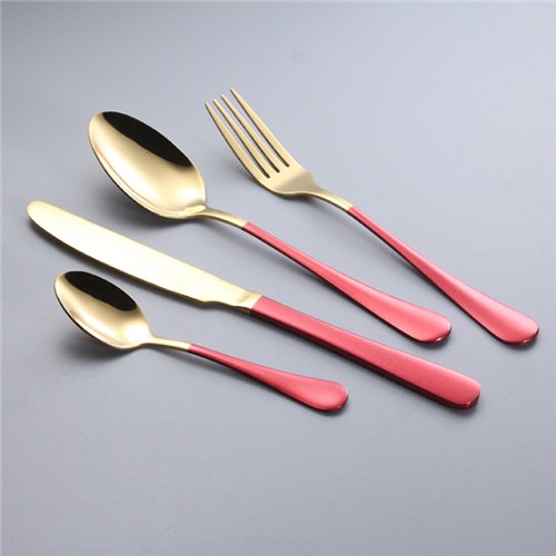 Colorful Red Gold Stainless Steel Cutlery Set