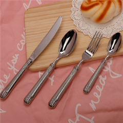 Portable 4 pcs Stainless Steel Silver Cutlery Set