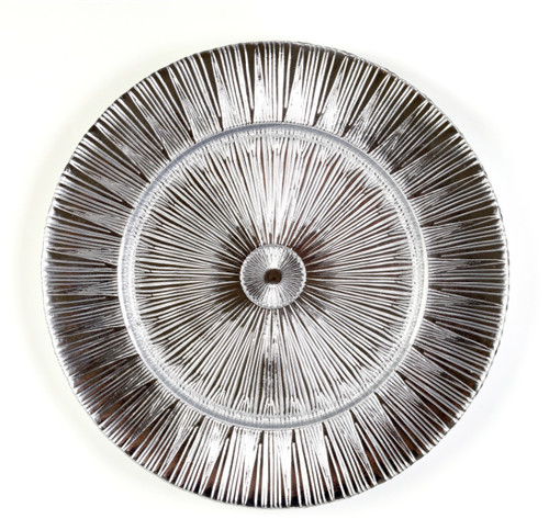 Silver Elegant Glass Charger Dining Plate For Restaurant Wedding