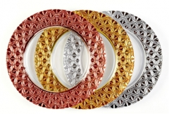 Good quality Gold Embossed Pattern Glass Charger Plate Colorful