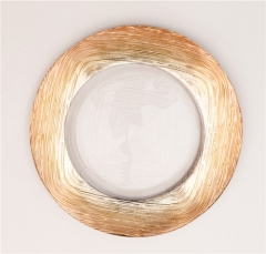 Wedding Banquet Decorate Cheap Gold Silver Rimmed Glass Charger Plate