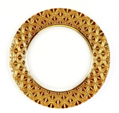 Good quality Gold Embossed Pattern Glass Charger Plate Colorful