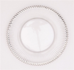 Clear Antique Gold Silver Rimmed Decorative Glass Charger Plate