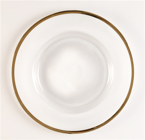 Wedding Clear Glass Gold Rim Charger Plates Wholesale