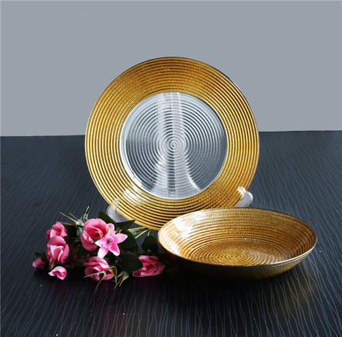 Gold Decorative Glass Charger Plate With Bowl on Wholesale