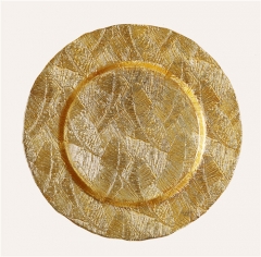 Custom Made Wholesale Gold Elegant Cheap Dinner Glass Charger Plate