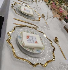 Cheap Wholesale Wedding Table Decoration Gold Silver Rimmed Charger Plates
