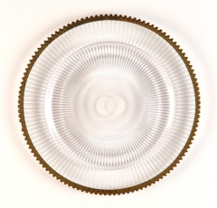 Hot Sale Cheap Bulk Gold Rimmed Glass Wedding Charger Plates