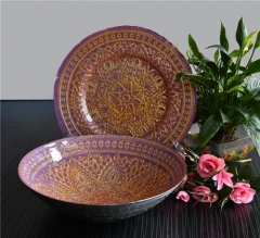 Handmade Elegant Glass Gold Charger Plates With Bowl Wholesale