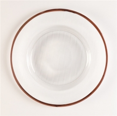 Wedding Clear Glass Gold Rim Charger Plates Wholesale