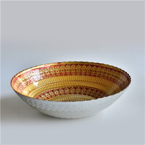 Customized European Hammered Gilt Glass Bowl And Plate