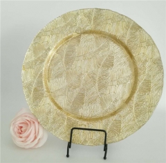 Custom Made Wholesale Gold Elegant Cheap Dinner Glass Charger Plate