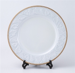 Under Plate Flower Gold Rimmed Plastic Charger Wholesale